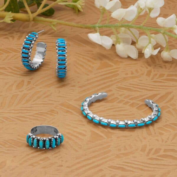 Oxidized Marquise Turquoise Wide Band Ring - alternate view 3