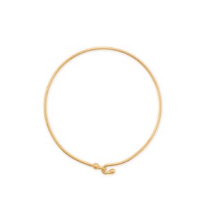 14 Karat Gold Plated Wire Hook Bangle with Bead Ends