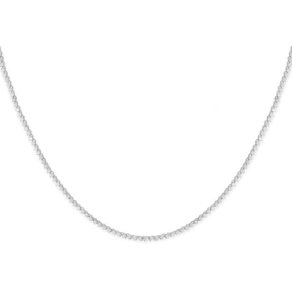 Rhodium Plated 2mm Round CZ Tennis Necklace