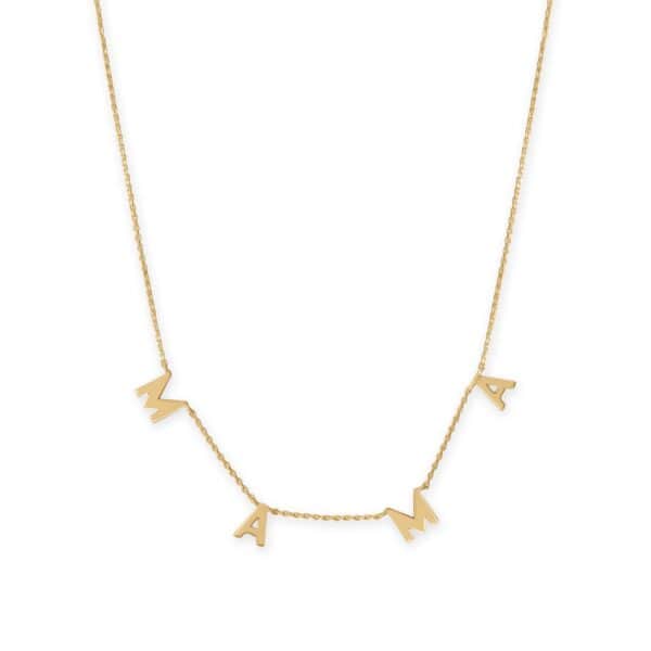 16 + 2 14 Karat Gold Plated MAMA Charm Necklace