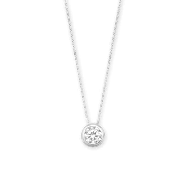 7mm Bezel Set CZ Floating Slide Necklace