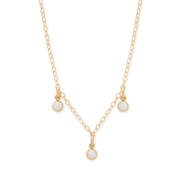 15 + 2.25 14/20 Gold Filled White Opal Charm Necklace