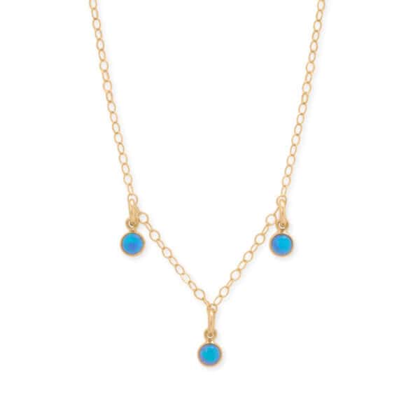 15 + 2.25 14/20 Gold Filled Blue Opal Charm Necklace