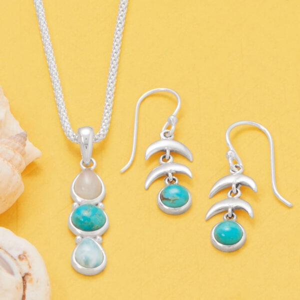 Turquoise Crescent Drop Earrings - alternate view 2