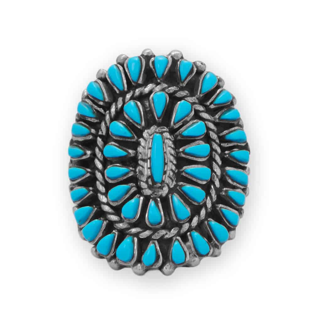 Handmade Oxidized Sunburst Turquoise Ring