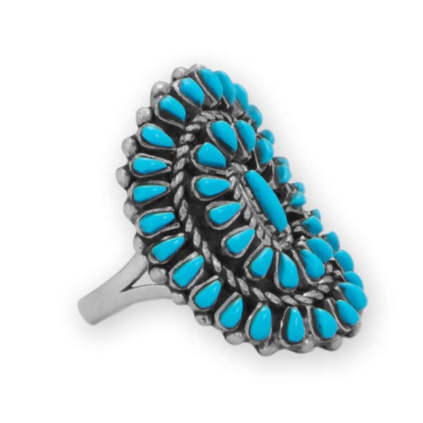 Handmade Oxidized Sunburst Turquoise Ring - alternate view 2