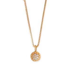 16 14 Karat Gold Plated Diamond Studded Disc Necklace