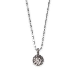 16 Black Rhodium Plated Diamond Studded Disc Necklace
