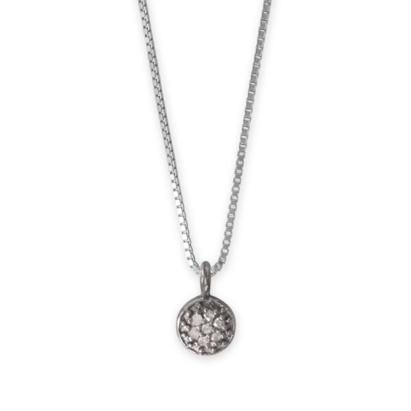16 Black Rhodium Plated Diamond Studded Disc Necklace