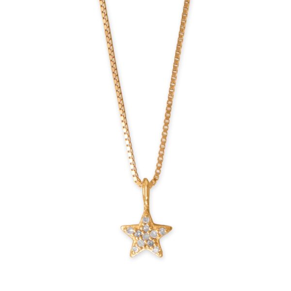 16 14 Karat Gold Plated Diamond Studded Star Necklace