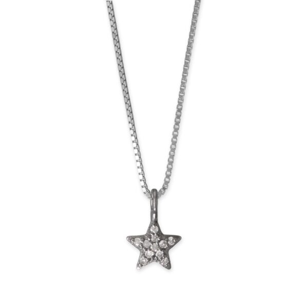 16 Black Rhodium Plated Diamond Studded Star Necklace