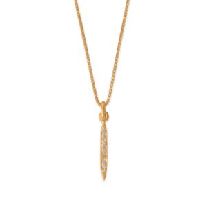 16 Small 14 Karat Gold Plated Diamond Studded Spike Necklace