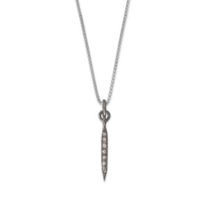 16 Small Black Rhodium Plated Diamond Studded Spike Necklace