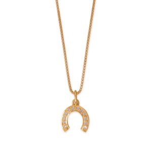 18 14 Karat Gold Plated Diamond Studded Horseshoe Necklace