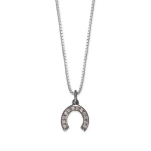 18 Black Rhodium Plated Diamond Studded Horseshoe Necklace