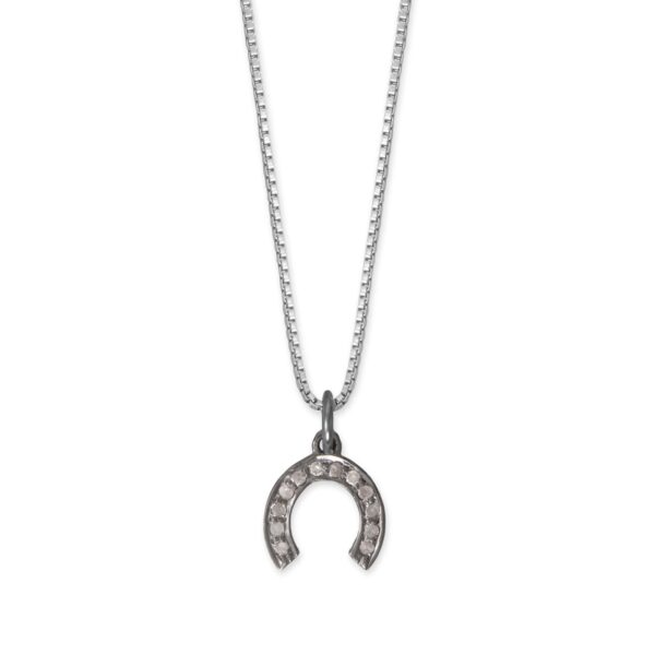 18 Black Rhodium Plated Diamond Studded Horseshoe Necklace