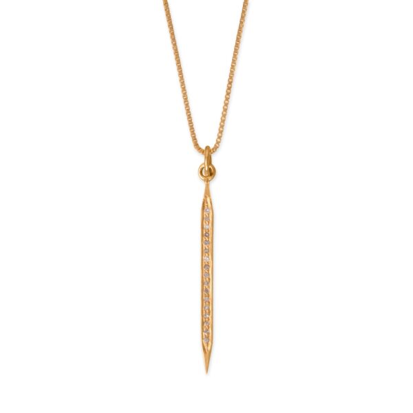18 Large 14 Karat Gold Plated Diamond Studded Spike Necklace