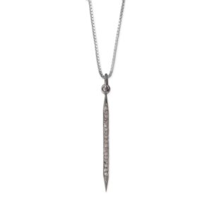 18 Large Black Rhodium Plated Diamond Studded Spike Necklace