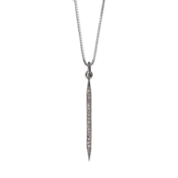 18 Large Black Rhodium Plated Diamond Studded Spike Necklace