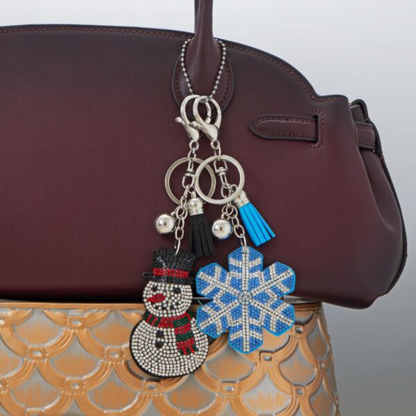 Silver Tone Blue Crystal Snowflake Bag Charm - alternate view 2