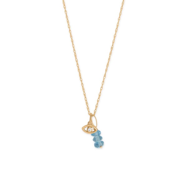 14 Karat Gold Tiny CZ Evil Eye Charm - alternate view 2