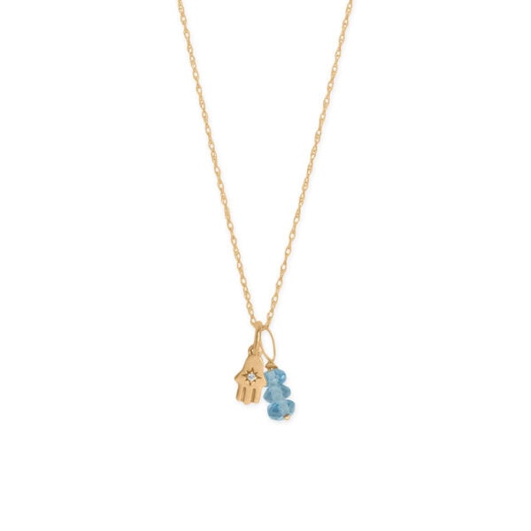 14 Karat Gold Tiny CZ Hamsa Charm - alternate view 2