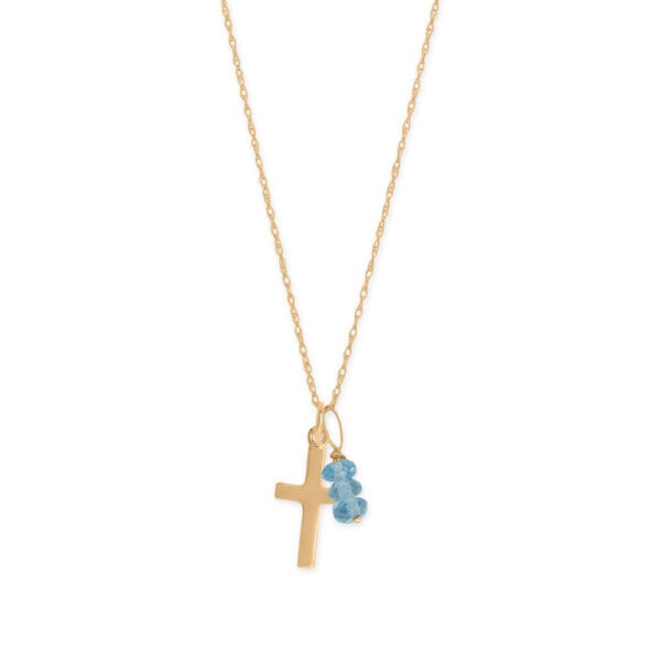 14 Karat Gold Tiny Cross Charm - alternate view 2