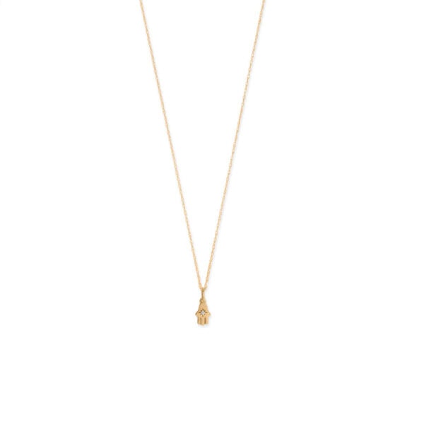 14 Karat Gold Tiny CZ Hamsa Charm - alternate view 3