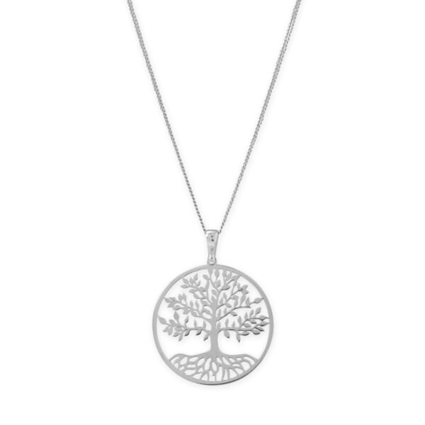 16+2 Rhodium Plated Tree of Life Necklace