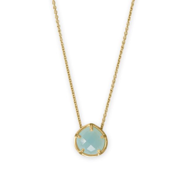 16 + 2 14 Karat Gold Plated Pear Chalcedony Necklace