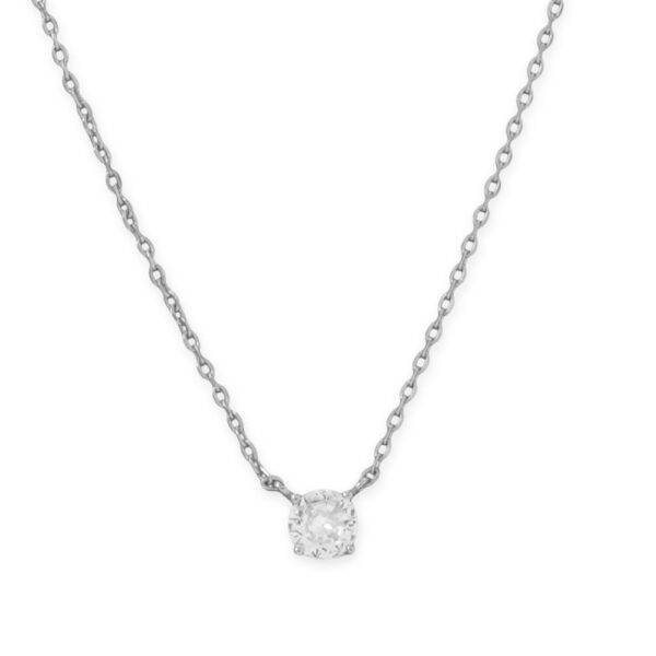 16 + 2 Rhodium Plated 5mm CZ Necklace