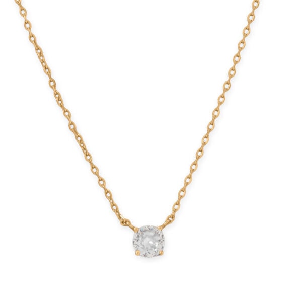 15 + 2 14 Karat Gold Plated 5mm CZ Necklace