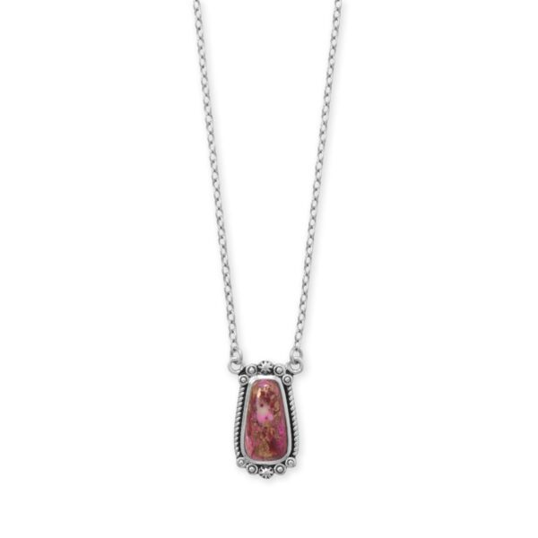 18 + 2 Oxidized Pink Spiny Oyster Necklace