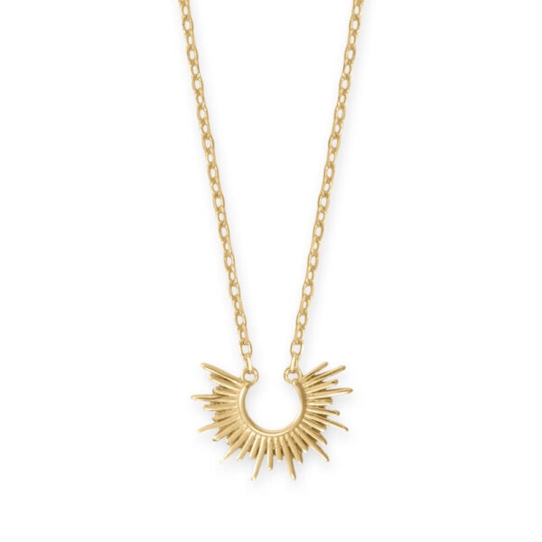 16 + 2 14 Karat Gold Plated Mini Sunburst Necklace
