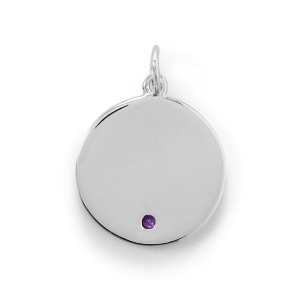 Engravable Rhodium Plated CZ Birthstone Pendant (January-December) - alternate view 4