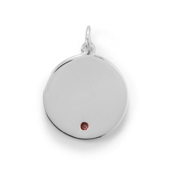 Engravable Rhodium Plated CZ Birthstone Pendant (January-December) - alternate view 3