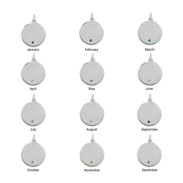 Engravable Rhodium Plated CZ Birthstone Pendant (January-December) - alternate view 2