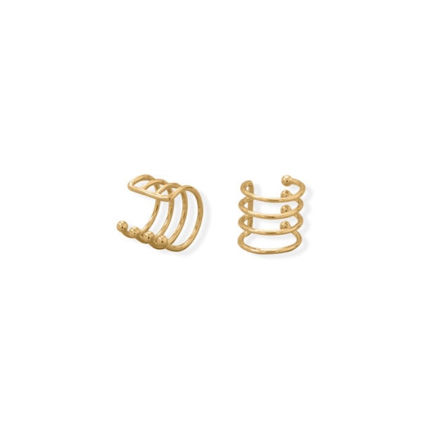 14 Karat Gold Plated Four Row Ear Cuffs