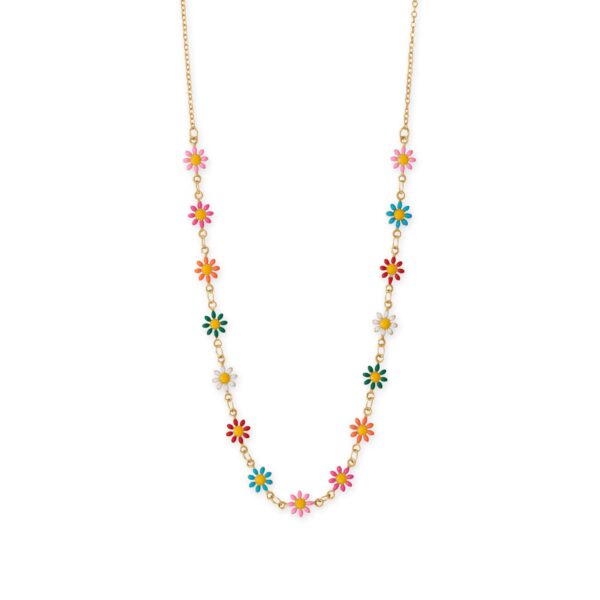 13.5 + 3 Multicolor Enamel Flower Necklace