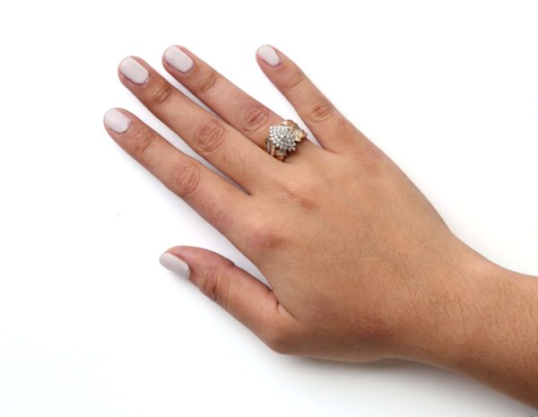 10K Yellow Gold 1 Cttw Diamond Pear Shaped Cluster Cluster Cocktail Ring (H-I Color, I2-I3 Clarity) - Ring Size 7 - alternate view 5