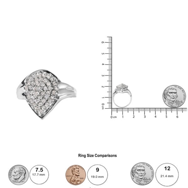 10K White Gold 1/2 Cttw Diamond Pear Shaped Cluster Ring (H-I Color, I1-I2 Clarity) - Ring Size 7 - alternate view 5