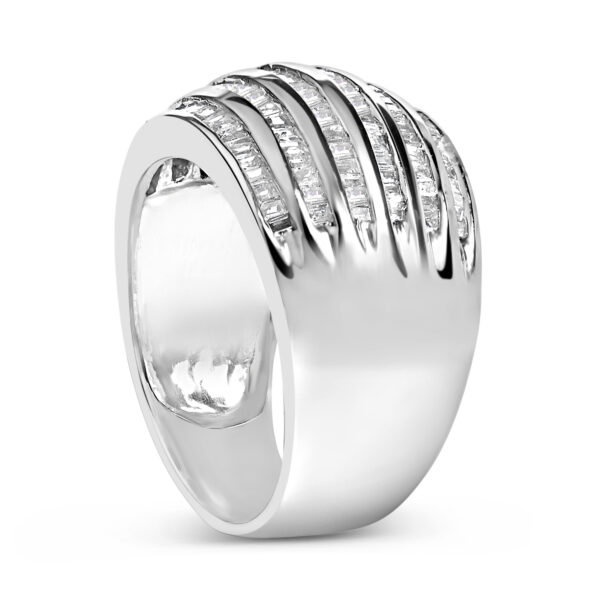 Sterling Silver Baguette Diamond Cocktail Ring Rhodium Detail Shot
