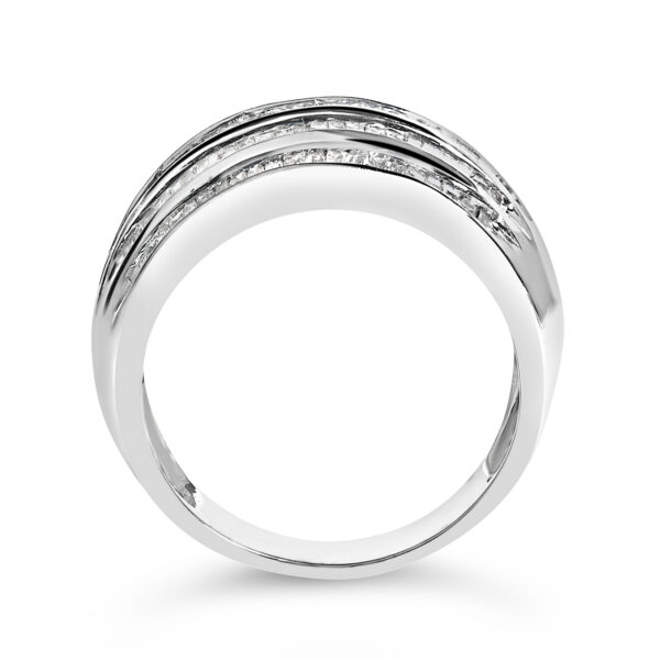 Sterling Silver Baguette Diamond Cocktail Ring Rhodium Worn