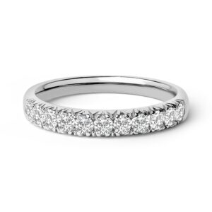 14K White Gold Round Diamond Band