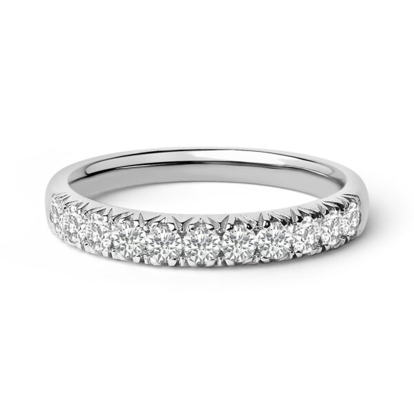 14K White Gold Round Diamond Band