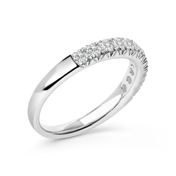 14K White Gold Round Diamond Band Side View