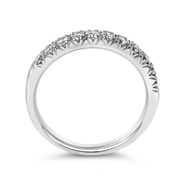 14K White Gold Round Diamond Band Worn