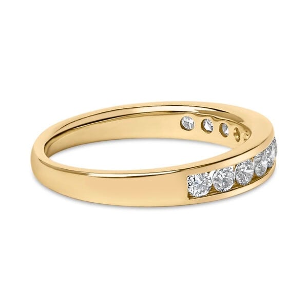 14K Yellow Gold Diamond Channel Set Band Close-Up