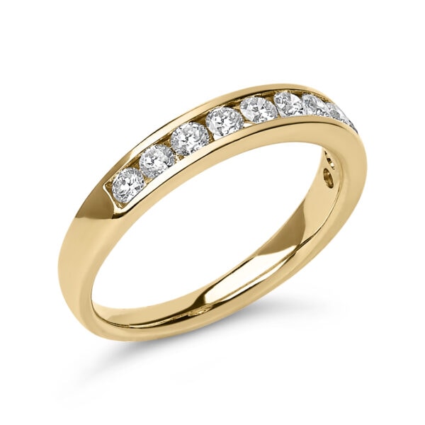 14K Yellow Gold Diamond Channel Set Band Side View