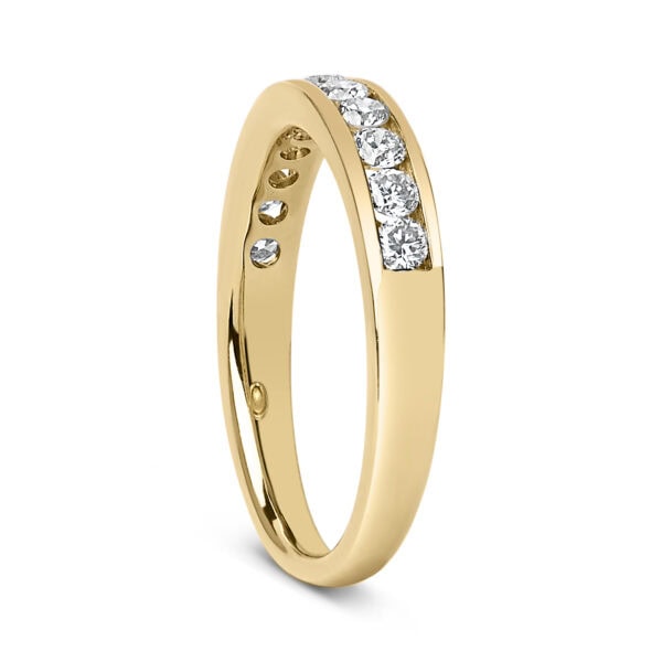 14K Yellow Gold Diamond Channel Set Band Detail Shot